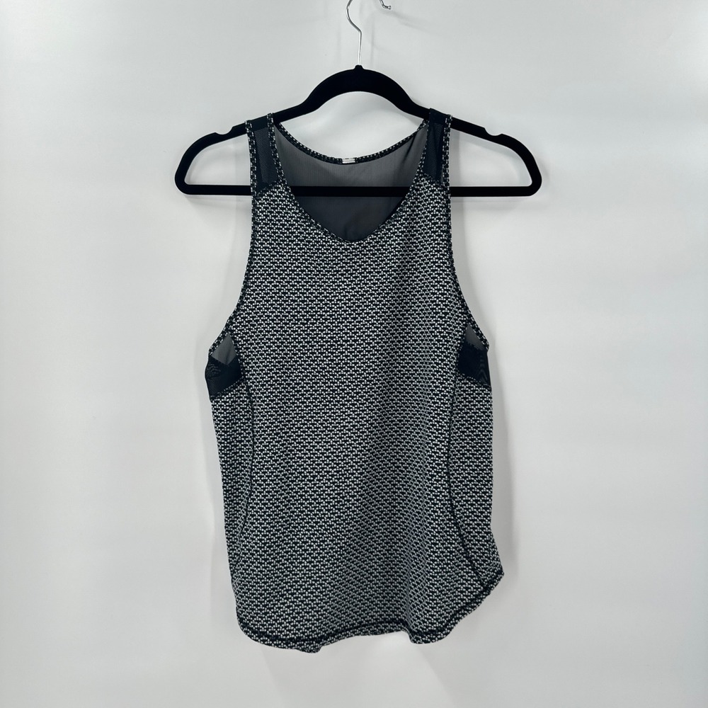 Lululemon Black White Speckled‎ Mesh Tank Top Womens Small Athletic Workout *